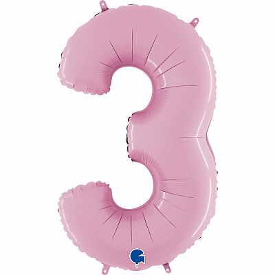 Číslice 3 pastelová růžová (66cm,26")