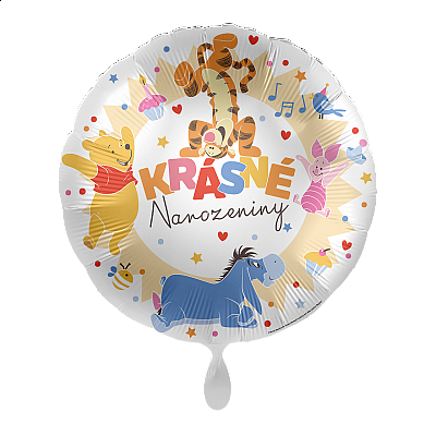 Fóliový balónek Medvídek Pú, Krásné Narozeniny CZ - 43 cm