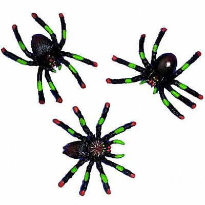 Halloweenská dekorace zeleno-černí pavouci - 8 ks