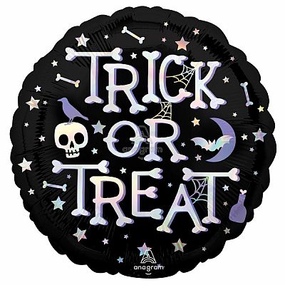 Fóliový balónek černý - Trick or Treat - 45 cm