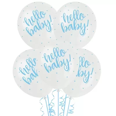 Latexové balonky Hello Baby - modré 5 ks