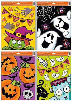 Halloweenská dekorace na okno - strašidla 32 x 40 cm