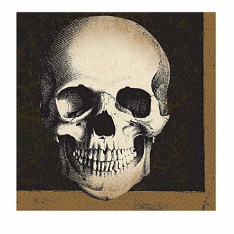 Papírové party ubrousky Halloween - Kostlivec 33x33cm, 20 ks
