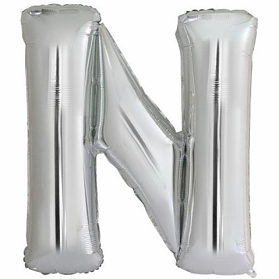 Foliové písmeno N stříbrné 114 cm