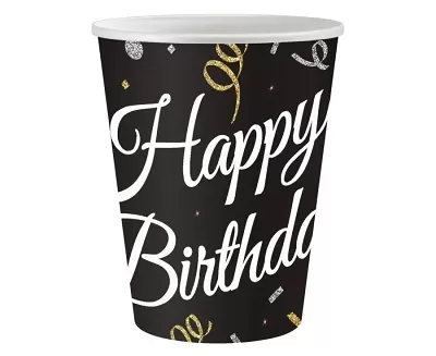 Papírové kelímky Happy Birthday s konfetami
