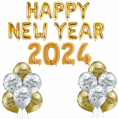 Sada balonků Happy New Year - zlatá