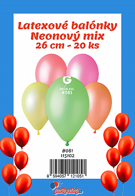 Latexové balonky - #081 Neonový mix 20 ks