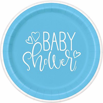 Papírové talíře Baby Shower modré - 18 cm