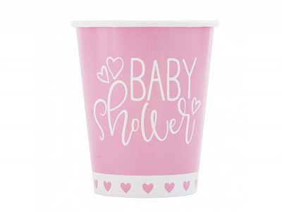 Papírové kelímky Baby Shower růžové