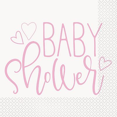 Papírové ubrousky Baby shower růžové