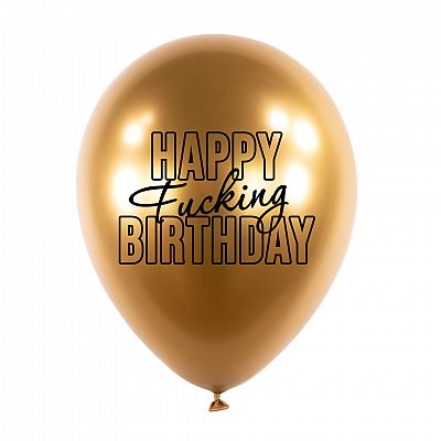 Latexové balonky - Happy Fuc..ng Birthday 5 ks - zlaté