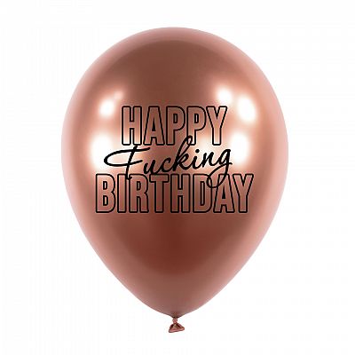 Latexové balonky - Happy Fuc..ng Birthday 5 ks - rosegold