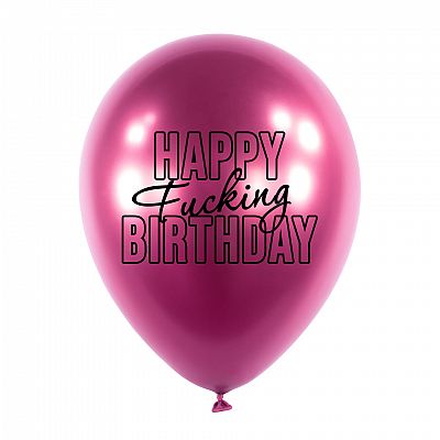 Latexové balonky - Happy Fuc..ng Birthday 5 ks - růžové