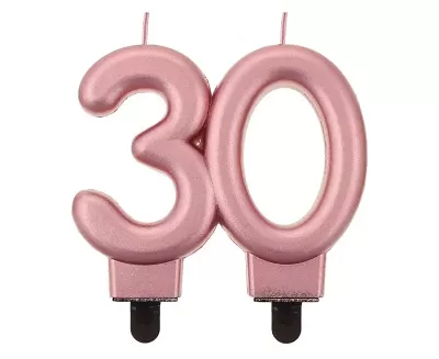 Svíčka narozeninová číslice 30 metalická rosegold