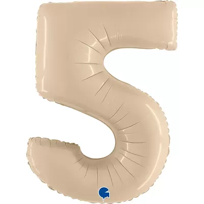 Fóliová číslice 5 krémová 102cm