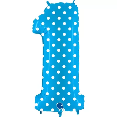 Foliová číslice - modrá s puntíky 1 102cm