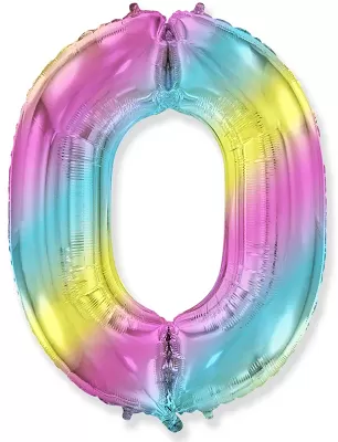 Foliová číslice 0 duhová 102cm