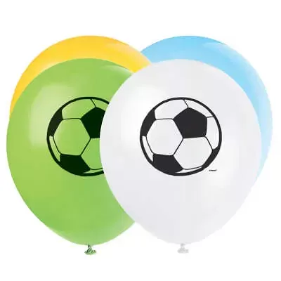 Latexové balonky Fotbalové míče barevné - 8 ks