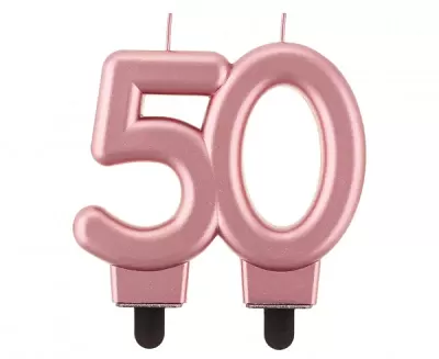 Svíčka narozeninová číslice 50 metalická rosegold