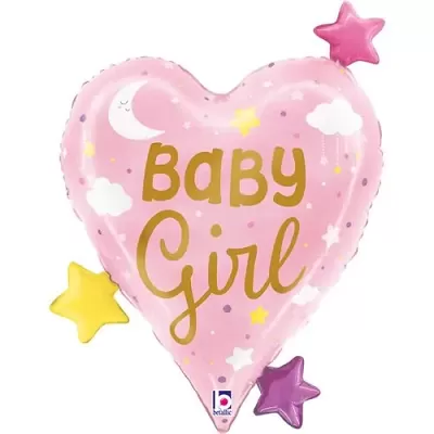 Fóliový balónek Baby Girl Srdce 64cm