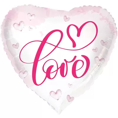 Foliový balonek bílé srdce - růžové Love 45 cm