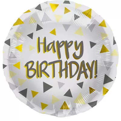 Foliový balonek trojúhelníky - Happy Birthday 45 cm