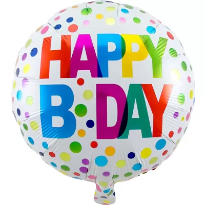 Foliový balonek puntíky - Happy Birthday 45 cm