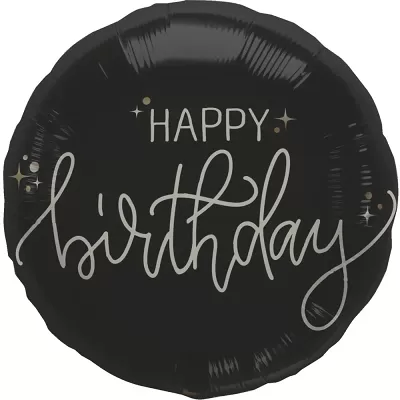 Foliový balonek černý Happy Birthday 45 cm