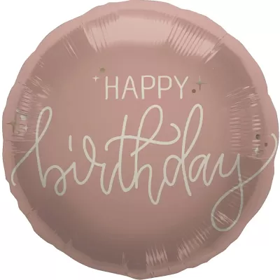 Foliový balonek starorůžový Happy Birthday 45 cm