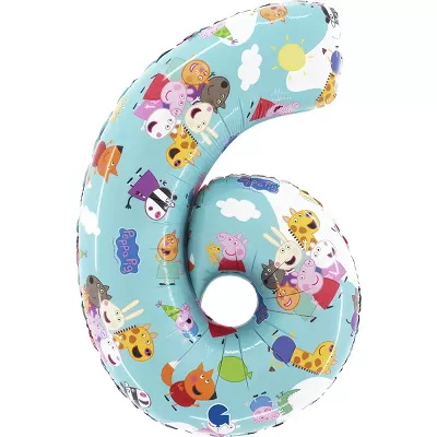 Foliová číslice 6 - Prasátko Peppa 66cm