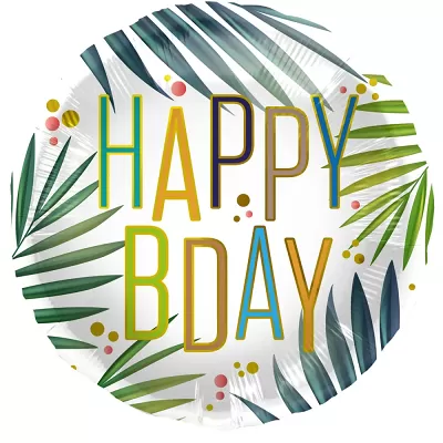 Foliový balonek barevné listy - Happy Birthday 45 cm