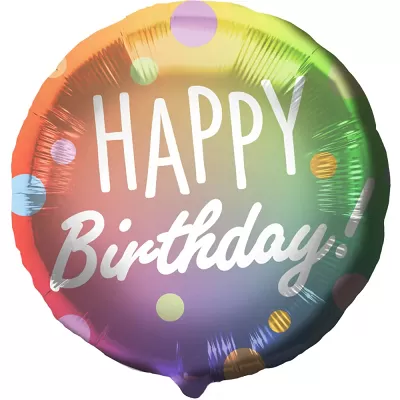 Foliový balonek barevné ombre - Happy Birthday 45 cm