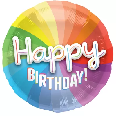 Foliový balonek duhový s 3D nápisem Happy Birthday 56 cm