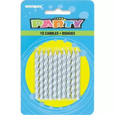 Dortové svíčky stříbrné spirály 10 ks