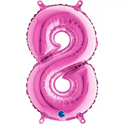 Foliová číslice 8 růžová - 35 cm