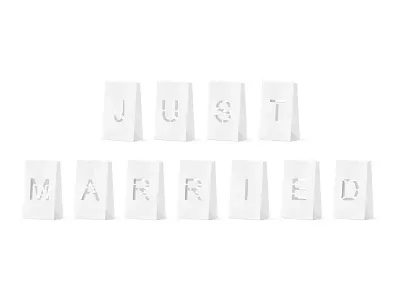 Papírové dekorační svatební sáčky Just Married 11 ks