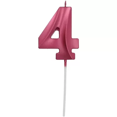Dortová svíčka metalická vínová číslice 4
