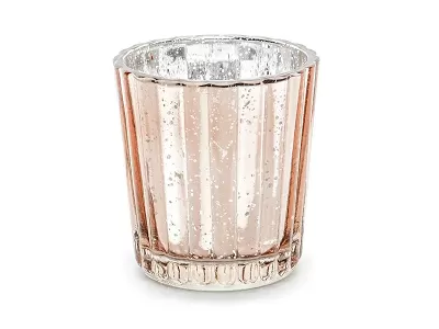 Skleněný svícen rosegold
