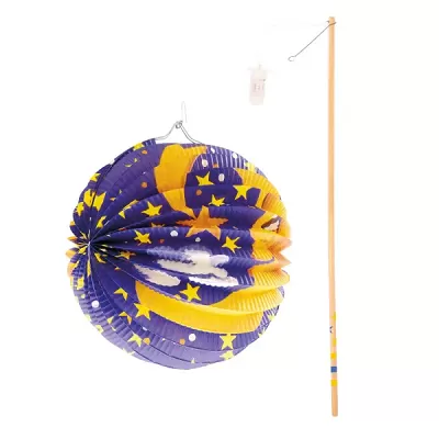 Závěsný lampion kulatý měsíc s LED tyčkou