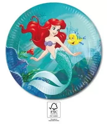 Papírové talíře - Malá mořská víla Ariel 23 cm - 8 ks