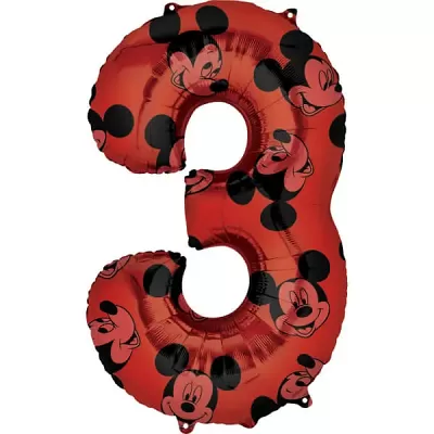 Foliová číslice 3 - Mickey Mouse 66cm
