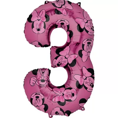 Foliová číslice 3 - Minnie Mouse 66cm