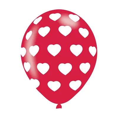 Latexové balonky červené se srdíčky 28cm - 6 ks