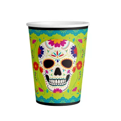 Papírové party kelímky Halloween - Day of the dead - barevné 6ks
