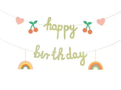 Party nápis Happy Birthday - Cherry rainbow 100 cm