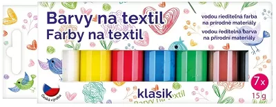 Barvy na textil 7 ks + šablony