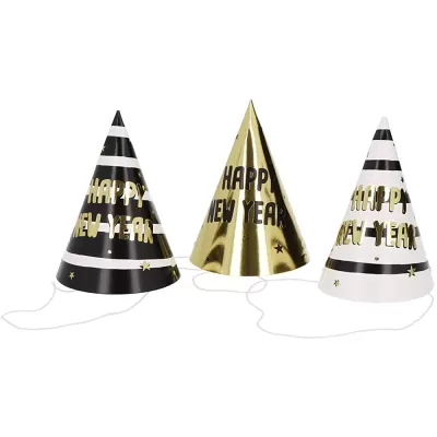 Párty čepičky Happy New Year BlackGold 6 ks