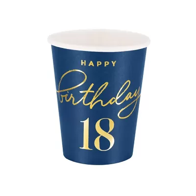 Papírové kelímky 18. narozeniny - Royal blue 6 ks