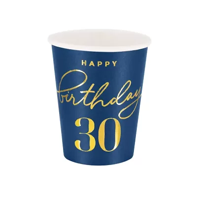 Papírové kelímky 30. narozeniny - Royal blue 6 ks