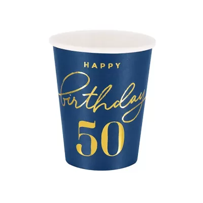 Papírové kelímky 50. narozeniny - Royal blue 6 ks